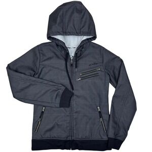 Oakley Womens Snow Ski Jacket Plaid Gray Hooded Light Fleece Lined Slim Fit M